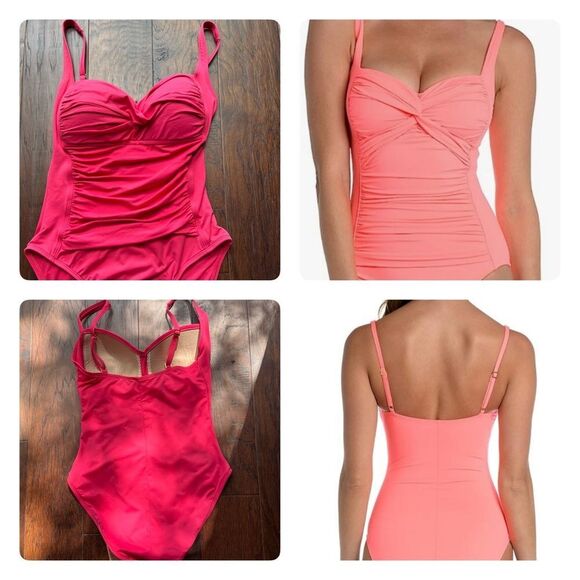 La Blanca Island Goddess 1 Piece Bathing Suit Women's Size 8 Beautiful Hot Pink - Picture 1 of 6